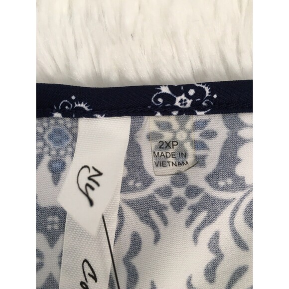 NY Collection Maxi Dress High Low Printed  Plus Size 2XP Cold Shoulder Slit - Picture 4 of 13